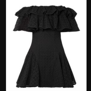 House Of Holland Off The Shoulder Ruffled Broderie Anglaise Mini Dress Black 4